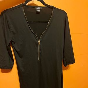 Knee length Rue 21 fitted black dress with zipper on front